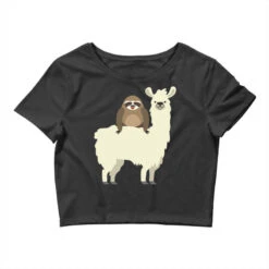 Cute Funny Sloth Riding Llama Crop Top