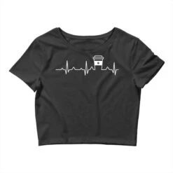 Coffee Heartbeat Coffee Cup Caffeine Lovers Crop Top
