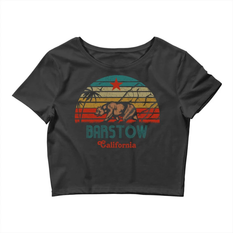Barstow California State,retro Bear Design Crop Top 3 Barstow California State,retro Bear Design Crop Top