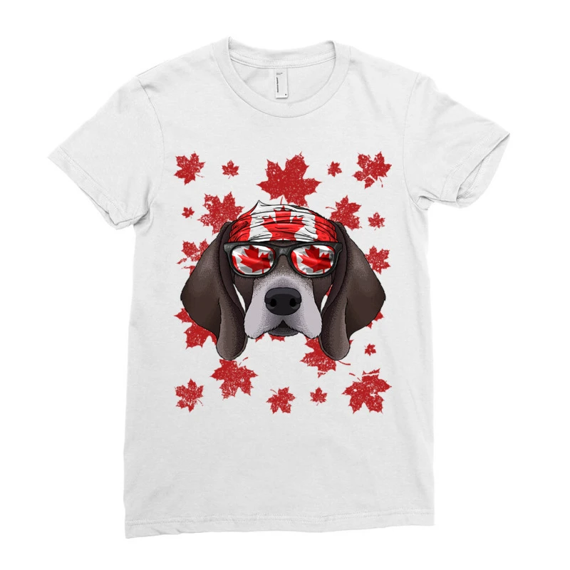 Canadian Pointer Patriotic Canada Flag Maple Leaf Ladies Fitted T-Shirt 5 Canadian Pointer Patriotic Canada Flag Maple Leaf Ladies Fitted T-Shirt - Image 3
