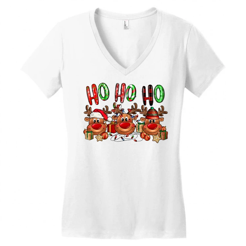 Ho Ho Ho Reindeer Women's V-Neck T-Shirt 5 Ho Ho Ho Reindeer Women's V-Neck T-Shirt - Image 3