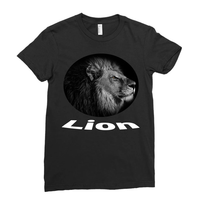 Black And White Lion Face Ladies Fitted T-Shirt 5 Black And White Lion Face Ladies Fitted T-Shirt - Image 3