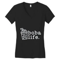 Boba Life Women's V-Neck T-Shirt -DIOO Clothing Shop pd.2526336160.72.25087108.s3.1 front black ffffff none x0y53.5 138 800x800 1