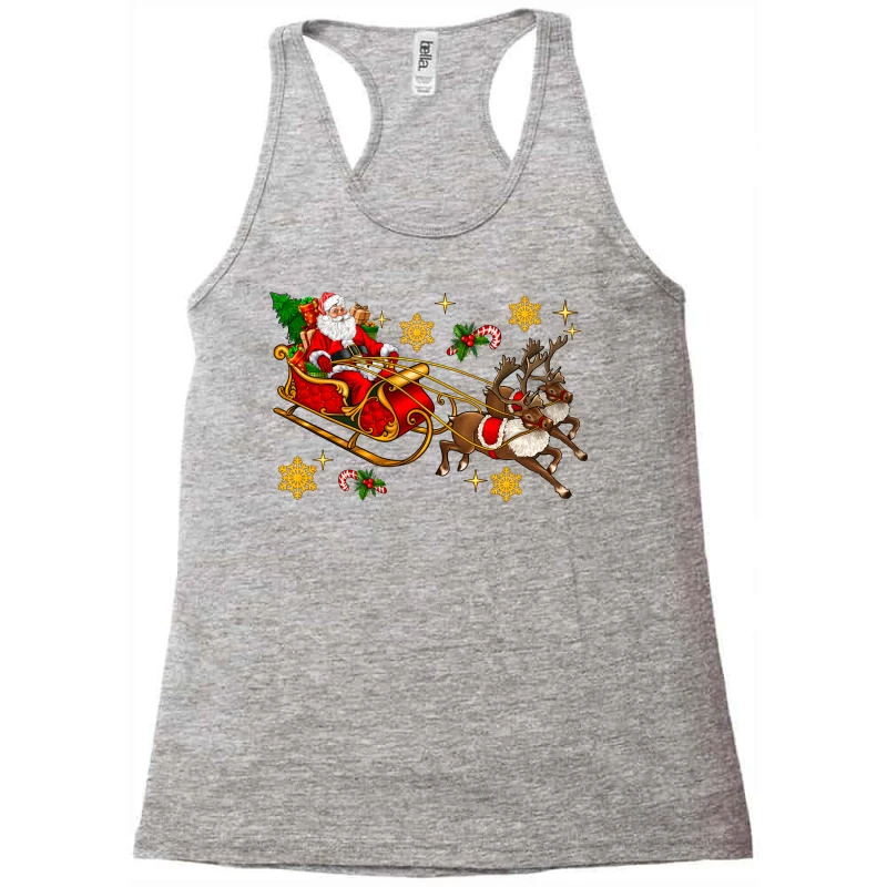 Santa Sleigh And Reindeers Racerback Tank 5 Santa Sleigh And Reindeers Racerback Tank - Image 3