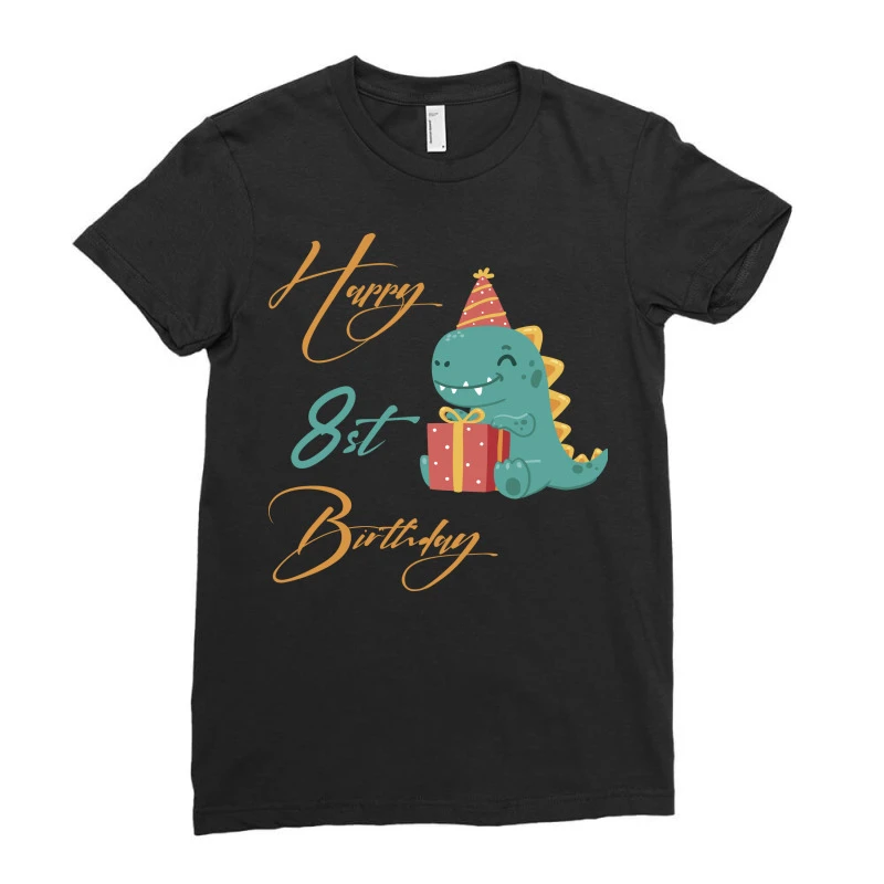 Happy 8st Birthday,cute Dinosaur Ladies Fitted T-Shirt 5 Happy 8st Birthday,cute Dinosaur Ladies Fitted T-Shirt - Image 3