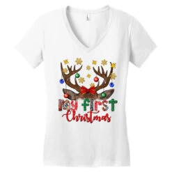 My First Christmas With Reindeer Women's V-Neck T-Shirt -DIOO Clothing Shop pd.2526433521.72.25087026.s3.1 front white ffffff none x0y0 138 800x800 1