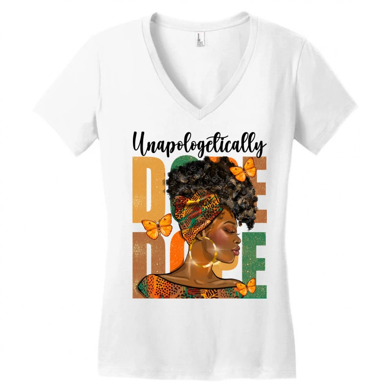 Unapologetically Dope Afro Women Women's V-Neck T-Shirt 5 Unapologetically Dope Afro Women Women's V-Neck T-Shirt - Image 3