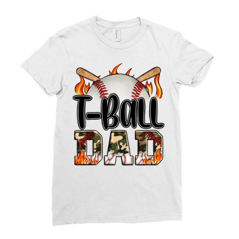 T-Ball Ball Camo T-Ball Dad Ladies Fitted T-Shirt 5 T-Ball Ball Camo T-Ball Dad Ladies Fitted T-Shirt - Image 3