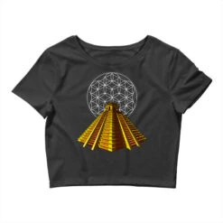 Aztec Pyramid Mayan Sacred Geometry Crop Top
