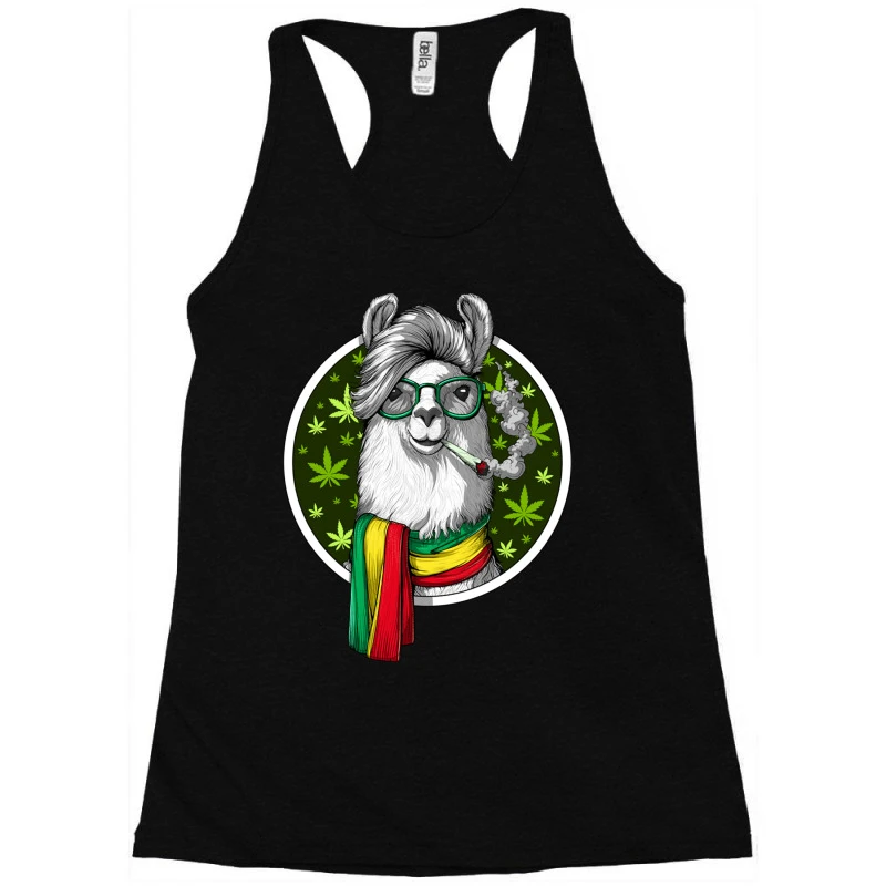 Llama Rastafari Smoking Weed Racerback Tank 5 Llama Rastafari Smoking Weed Racerback Tank - Image 3