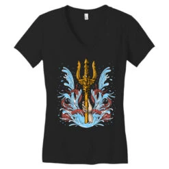 Poseidon Trident Women's V-Neck T-Shirt -DIOO Clothing Shop pd.2526654801.72.25085279.s3.1 front black ffffff none x0y0 138 800x800 1