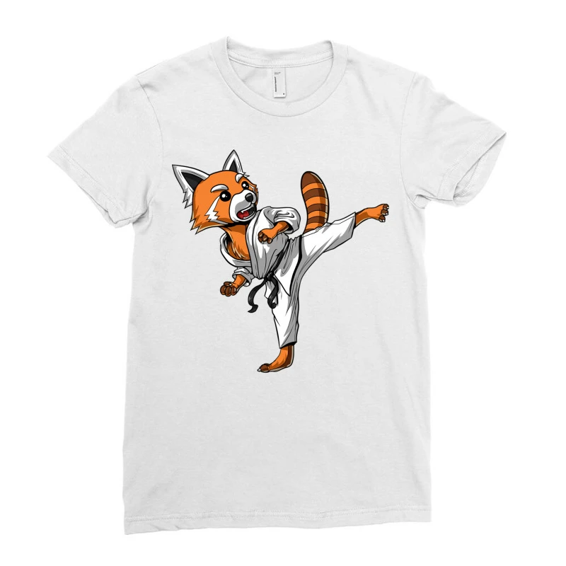 Red Panda Karate Ninja Ladies Fitted T-Shirt 5 Red Panda Karate Ninja Ladies Fitted T-Shirt - Image 3