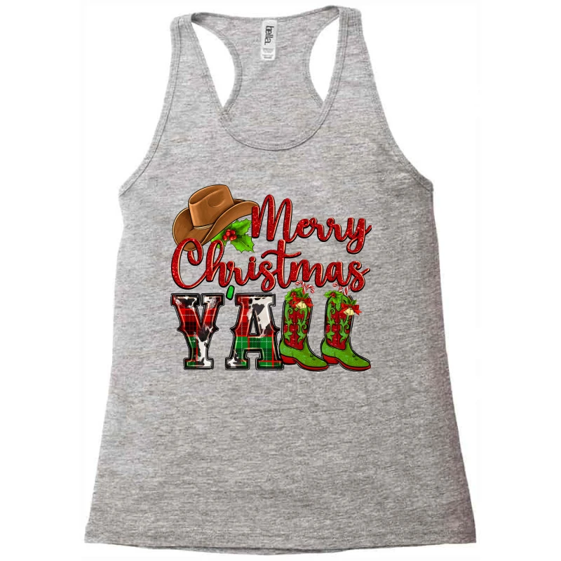 Merry Christmas Y'all Cowboy Racerback Tank 5 Merry Christmas Y'all Cowboy Racerback Tank - Image 3