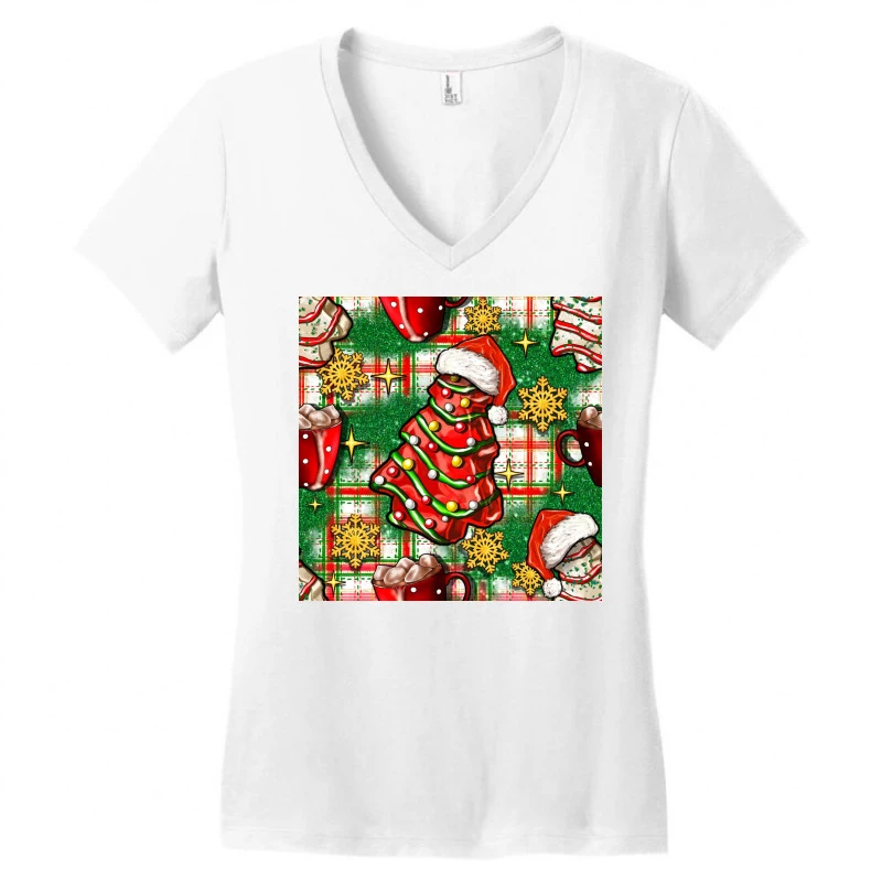 Christmas Cake And Seamless Digital Paper Women's V-Neck T-Shirt 5 Christmas Cake And Seamless Digital Paper Women's V-Neck T-Shirt - Image 3