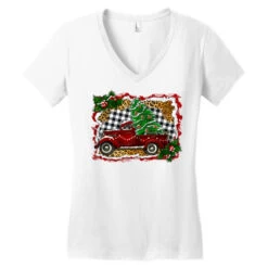 Christmas Truck With Christmas Tree Women's V-Neck T-Shirt -DIOO Clothing Shop pd.2526718406.72.25095370.s3.1 front white ffffff none x0y0 138 800x800 1
