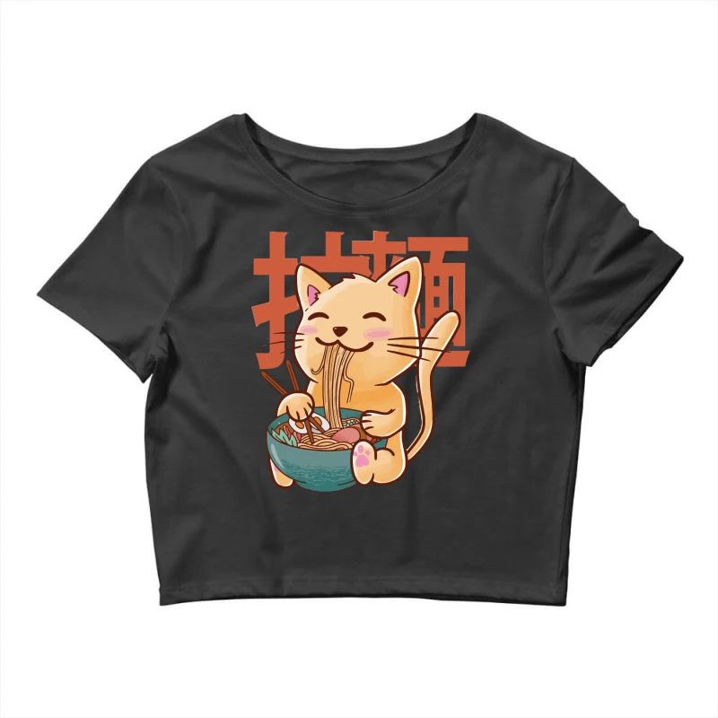 Cat Ramen Graphic Crop Top 3 Cat Ramen Graphic Crop Top