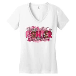 This Is What A Fighter Looks Like Breast Cancer Women's V-Neck T-Shirt -DIOO Clothing Shop pd.2526769716.72.25096672.s3.1 front white ffffff none x0y0 138 800x800 1