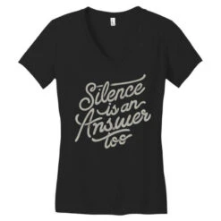 Silence Is An Answer Too Women's V-Neck T-Shirt -DIOO Clothing Shop pd.2526960705.72.25089827.s3.1 front black ffffff none x0y0 138 800x800 1