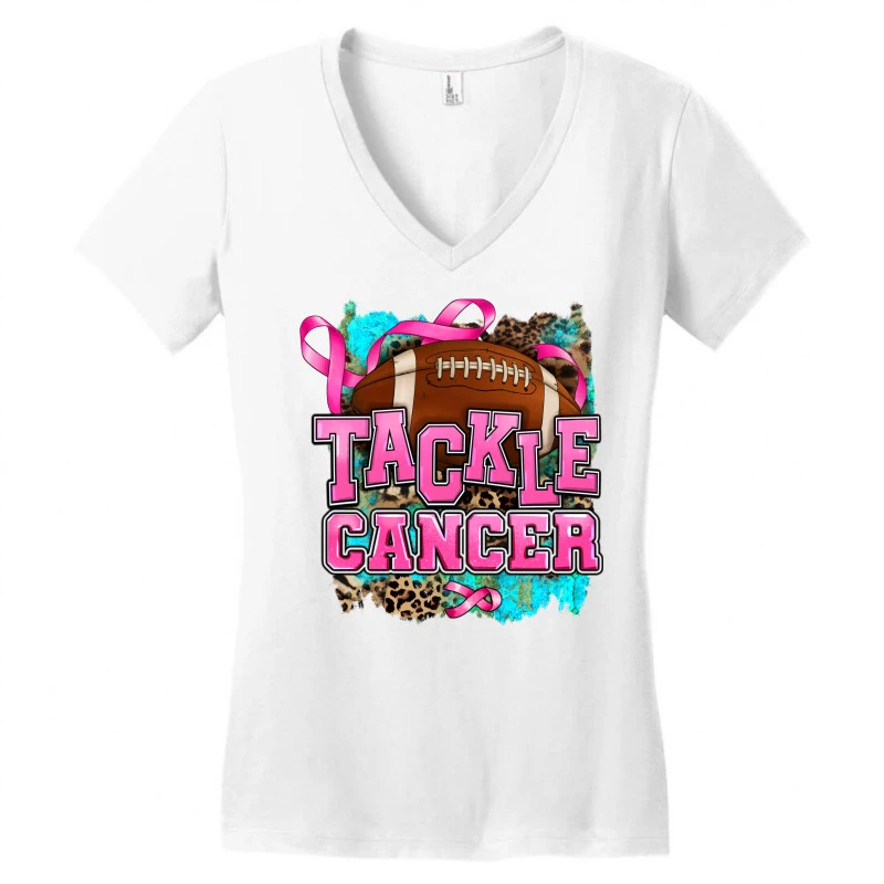 Tackle Cancer Women's V-Neck T-Shirt 5 Tackle Cancer Women's V-Neck T-Shirt - Image 3