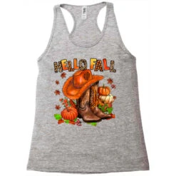 Hello Fall Pumpkins Cowgirl And Roses Racerback Tank -DIOO Clothing Shop pd.2526972993.45.25097193.s3.1 front grey ffffff none x0y0 144 800x800 1