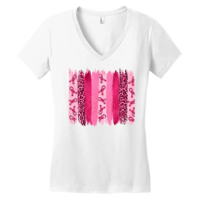 Breast Cancer Brushstrokes Women's V-Neck T-Shirt 5 Breast Cancer Brushstrokes Women's V-Neck T-Shirt - Image 3