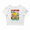 I'm Just Here For The Snacks Softball Sister Crop Top -DIOO Clothing Shop pd.2526995062.87.25100827.s3.1 front white ffffff none x17.5y0 111 800x800 1