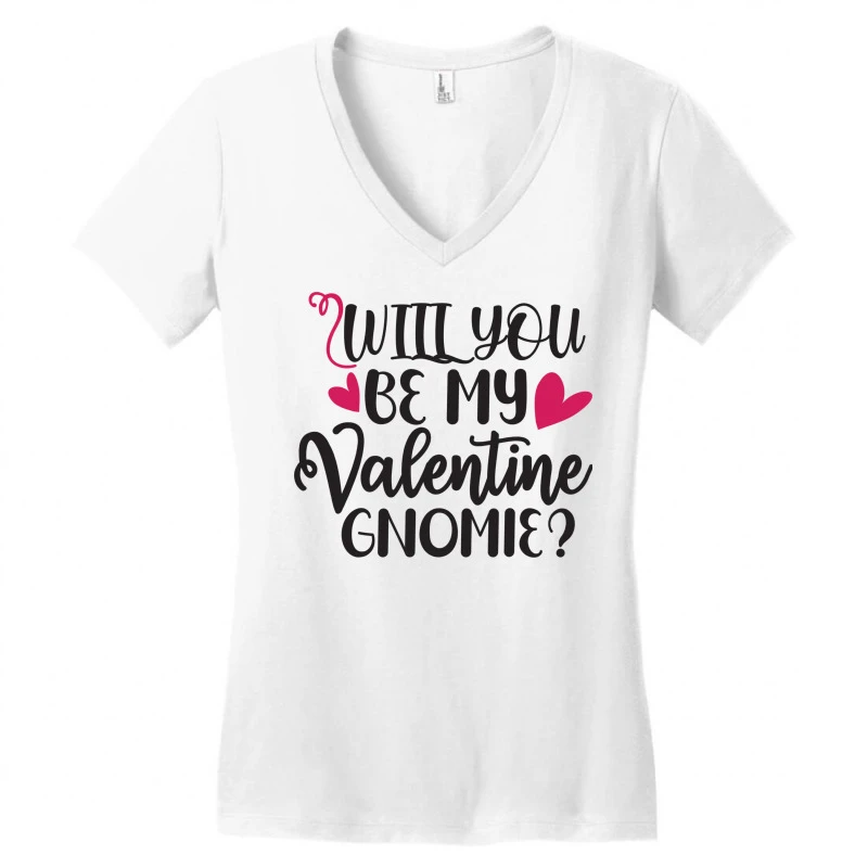 Will You Be My Valentine Gnomie Happy Valentine S Women's V-Neck T-Shirt 5 Will You Be My Valentine Gnomie Happy Valentine S Women's V-Neck T-Shirt - Image 3