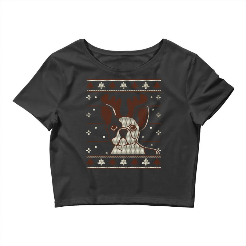 Ugly Christmas French Bulldog Puppy With Reindeer Crop Top 3 Ugly Christmas French Bulldog Puppy With Reindeer Crop Top