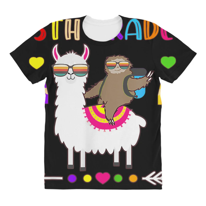 Sloth Llama 5th Grade Squad Teacher Student Back T All Over Women's T-shirt 5 Sloth Llama 5th Grade Squad Teacher Student Back T All Over Women's T-shirt - Image 3