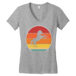 Retro Vintage Horse Silhouette Horseback Riding 60 Women's V-Neck T-Shirt -DIOO Clothing Shop pd.2527028997.72.25097655.s3.1 front heather ffffff none x0y0 138 800x800 1