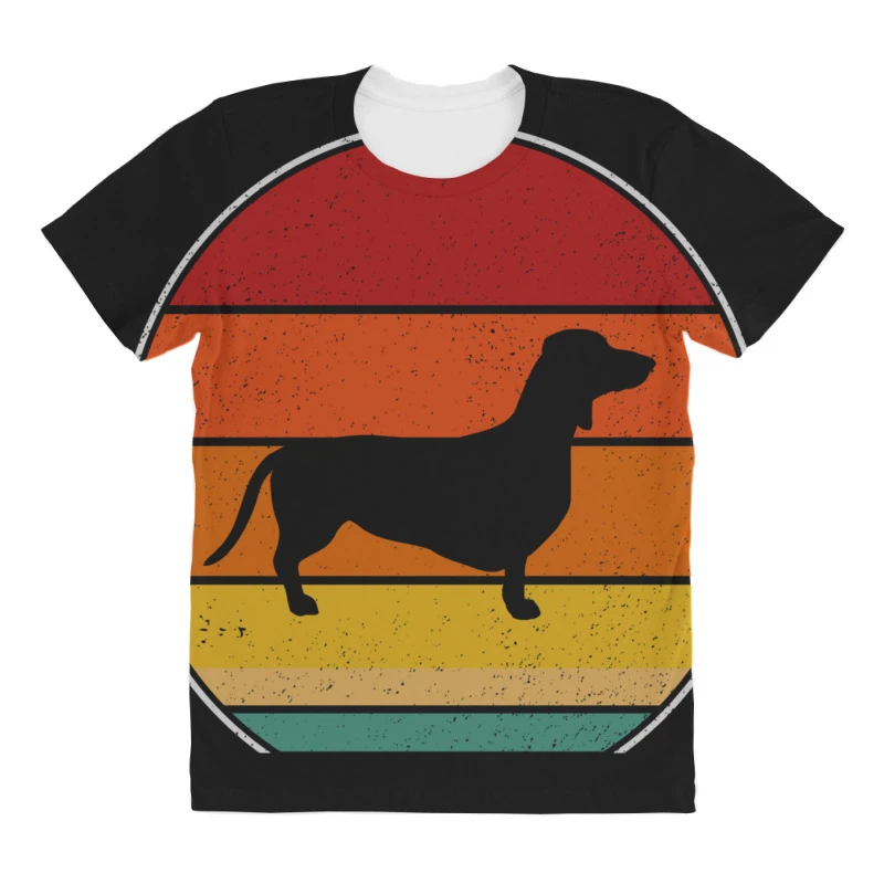 Retro Vintage Doxie Dachshund Dog Weiner Dog Breed All Over Women's T-shirt 5 Retro Vintage Doxie Dachshund Dog Weiner Dog Breed All Over Women's T-shirt - Image 3
