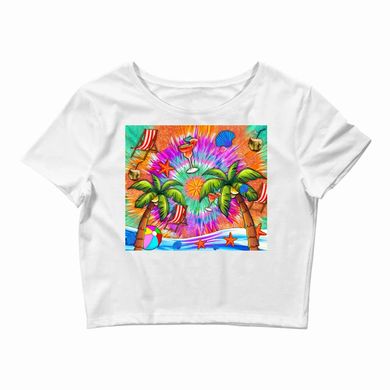Summer Hand Drawn Tie Dye Crop Top 3 Summer Hand Drawn Tie Dye Crop Top