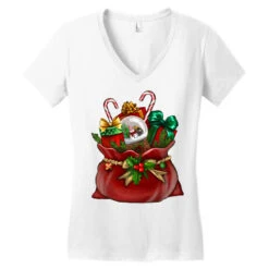 Chrismas Santa Claus Bag Women's V-Neck T-Shirt -DIOO Clothing Shop pd.2527074946.72.25102076.s3.1 front white ffffff none x0y0 138 800x800 1