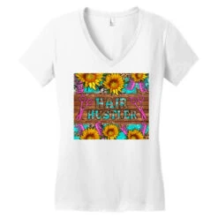 Western Hair Hustler Sunflowers Women's V-Neck T-Shirt -DIOO Clothing Shop pd.2527077540.72.25097498.s3.1 front white ffffff none x0y0 138 800x800 1