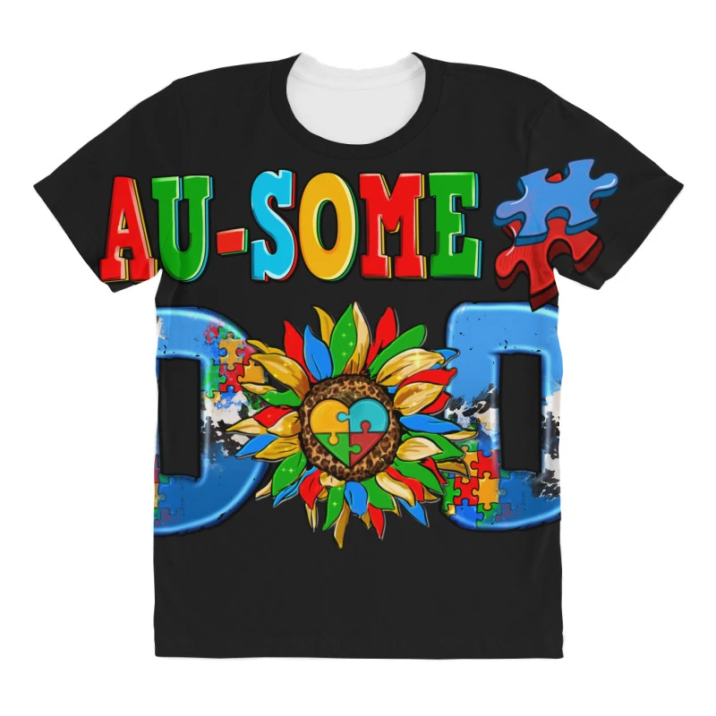 Ausome Autism Dad All Over Women's T-shirt 5 Ausome Autism Dad All Over Women's T-shirt - Image 3