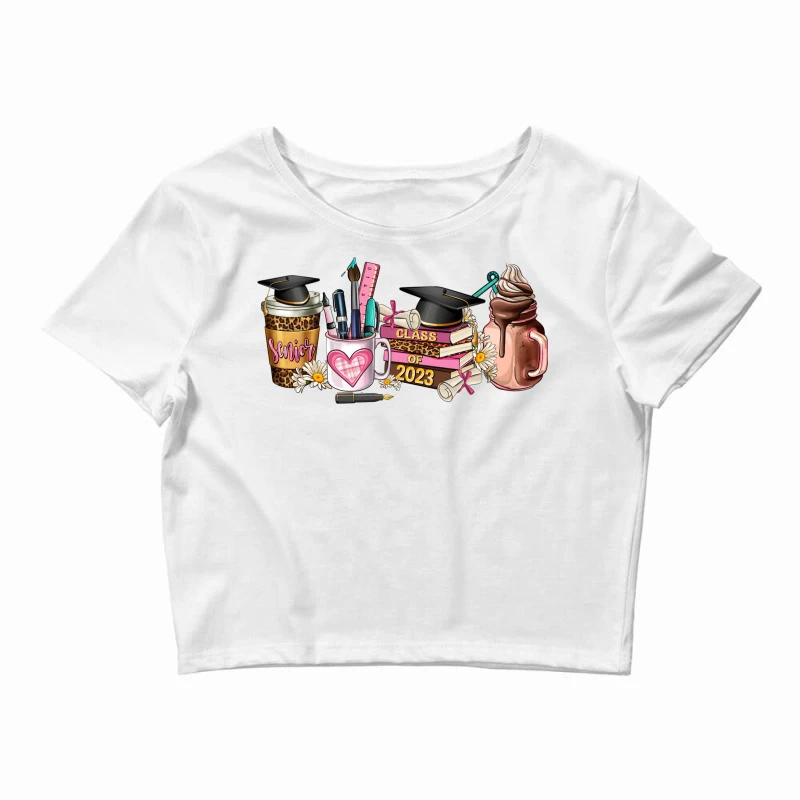 Senior 2023 Graduation Coffee Cups Crop Top 3 Senior 2023 Graduation Coffee Cups Crop Top