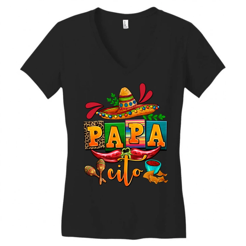 Papa Cito Cinco De Mayo Women's V-Neck T-Shirt 5 Papa Cito Cinco De Mayo Women's V-Neck T-Shirt - Image 3