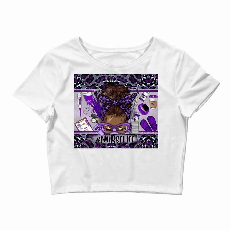 Afro Messy Bun Purple Gray Crop Top 3 Afro Messy Bun Purple Gray Crop Top