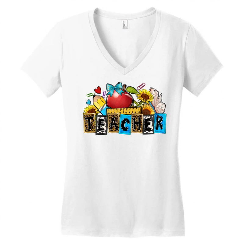 Teacher Women's V-Neck T-Shirt 5 Teacher Women's V-Neck T-Shirt - Image 3