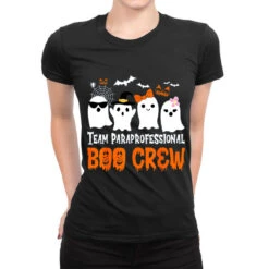 Team Paraprofessional Boo Crew Halloween Ghost Ladies Fitted T-Shirt