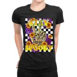 Stay Skeleton Hand Spooky Ladies Fitted T-Shirt