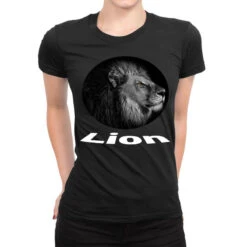 Black And White Lion Face Ladies Fitted T-Shirt