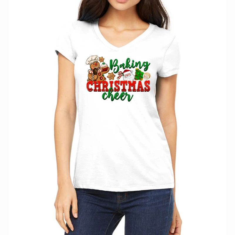 Baking Christmas Cheer Women's V-Neck T-Shirt 3 Baking Christmas Cheer Women's V-Neck T-Shirt
