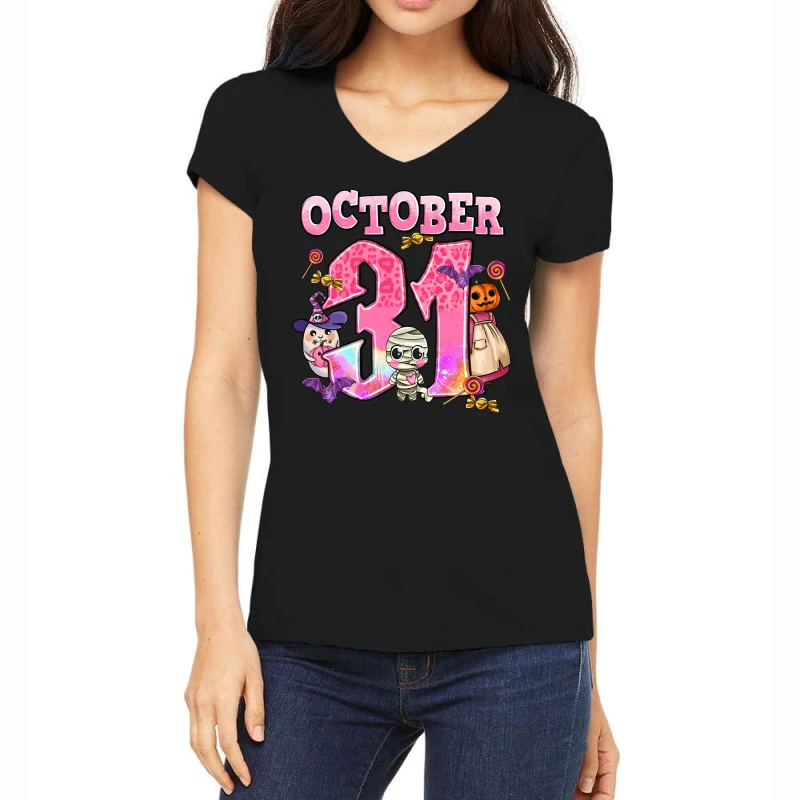 October 31 Women's V-Neck T-Shirt 3 October 31 Women's V-Neck T-Shirt