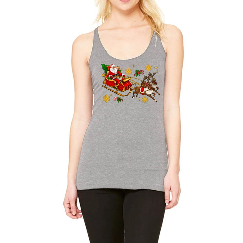 Santa Sleigh And Reindeers Racerback Tank 3 Santa Sleigh And Reindeers Racerback Tank