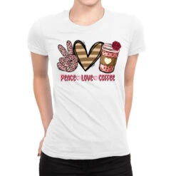 Peace Love Coffee Sublimation Ladies Fitted T-Shirt