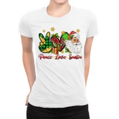 Peace Love Santa Ladies Fitted T-Shirt