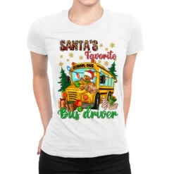 Santa's Favorite Bus Driver Ladies Fitted T-Shirt