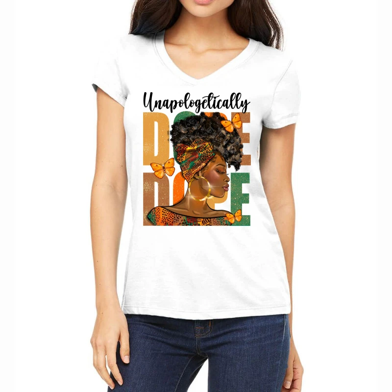 Unapologetically Dope Afro Women Women's V-Neck T-Shirt 3 Unapologetically Dope Afro Women Women's V-Neck T-Shirt