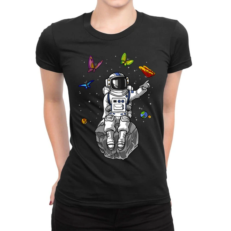 Psychedelic Astronaut Trip Ladies Fitted T-Shirt 3 Psychedelic Astronaut Trip Ladies Fitted T-Shirt